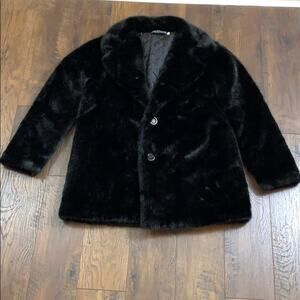Black Faux Fur Plush Jacket